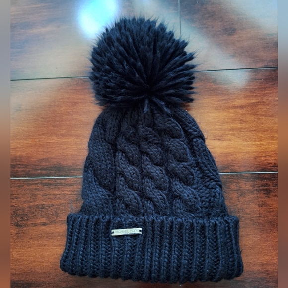 Michael Kors Black Knit Beanie with Pom Pom - Picture 1 of 3